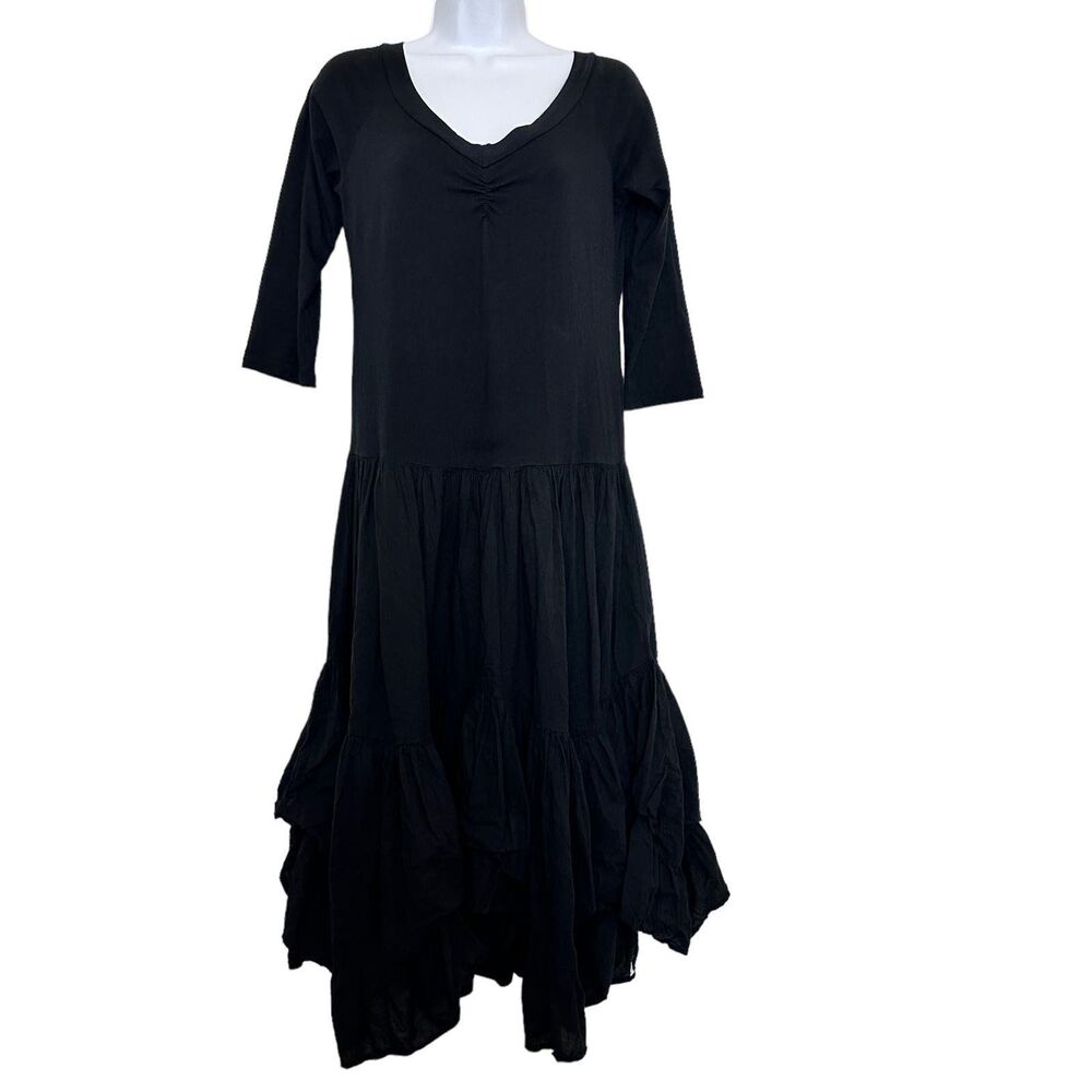 Luna Luz Belleza Midi Dress S logenlook black 3/4 sleeves black